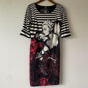 Desigual Trippy Striped Marilyn Monroe Art Pop Funky Maximal Dress